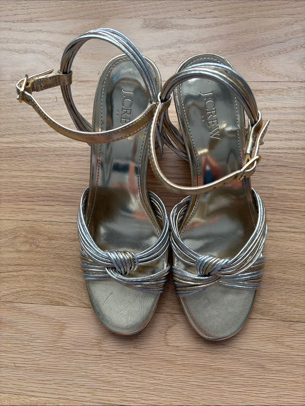 J. Crew Gold & Silver Strappy Heels | 8